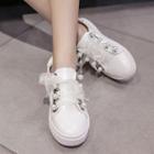 Faux Pearl Lace Genuine Leather Sneakers