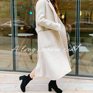 Handmade Snap-button Herringbone Long Coat