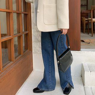 Faux-leather Shoulder Bag With Chain Strap