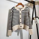 Round-neck Striped Sweater Cardigan