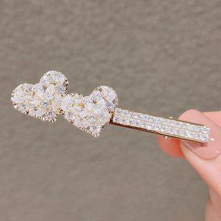 Heart Rhinestone Hair Clip Ly559 - Light Gold - One Size