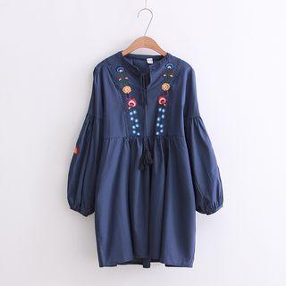 Long-sleeve Embroidery Tassel Dress