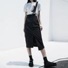 Asymmetric Midi Straight-cut Jumper Skirt