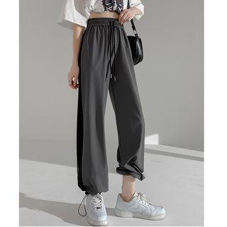 High Waist Drawstring-cuff Sweatpants (various Designs)
