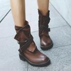 Belted Genuine Leather Short Boots