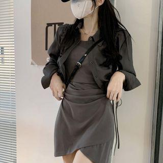 Drawstring Crop Shirt / Mini Bodycon Dress