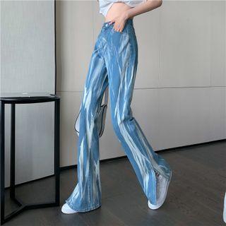 High-waist Slit Tie-dye Pants