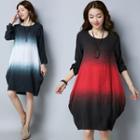 Gradient Long Sleeve T-shirt Dress