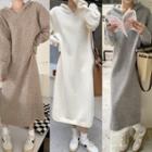 Long-sleeve Plain  Hooded Knit Dress