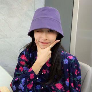 Plain Bucket Hat Dark Purple - One Size