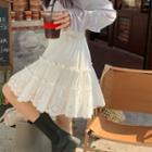 Tiered Eyelet Lace Mini A-line Skirt