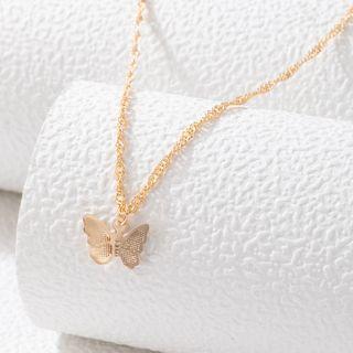 Butterfly Choker Necklace 21042 - Gold - One Size