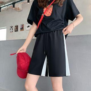 Two-tone High Waist Wide Leg Shorts