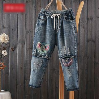 Owl Distressed Jeans