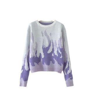 Flame Jacquard Sweater Purple - One Size