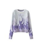 Flame Jacquard Sweater Purple - One Size