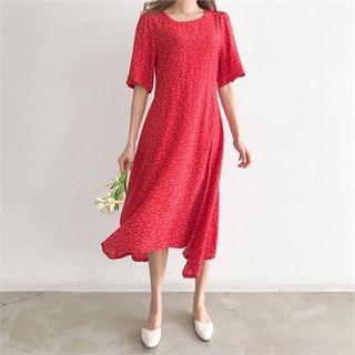 Flower Pattern Long Flare Dress
