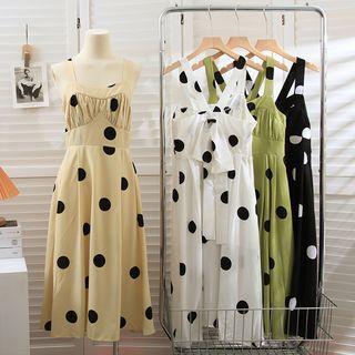 Polka-dot Sleeveless Midi Dress