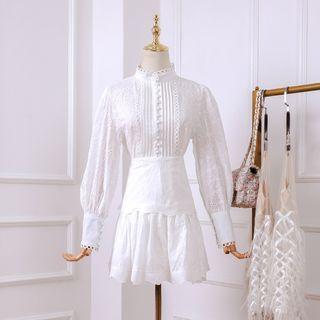Set: Lace Blouse + A-line Skirt