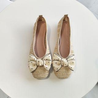 Dotted Bow Woven Flats