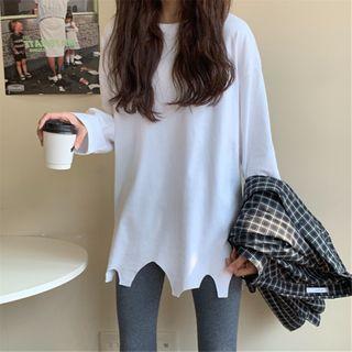 Asymmetrical Hem Long-sleevet-shirt