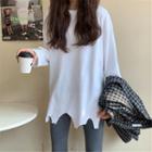 Asymmetrical Hem Long-sleevet-shirt