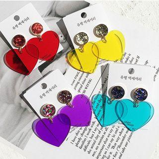 Sequined Acrylic Heart Dangle Earring