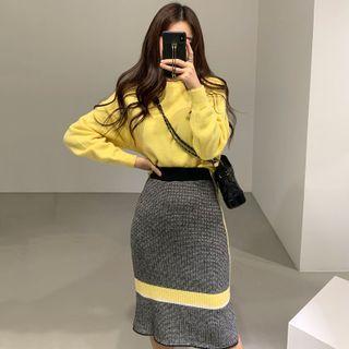 Set: Sweater + Paneled Midi Fitted Skirt Set Of 2 - Sweater & Skirt - One Size