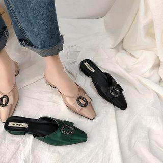 Buckled Pointed Low-heel Mules
