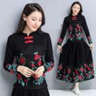 Traditional Chinese Embroidered Long-sleeve Top
