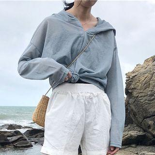 Hooded Plain Blouse