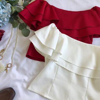 Short-sleeve Ruffled Cropped Top
