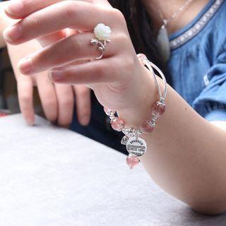 Bead Bracelet Sl0645 - Silver & Pink - One Size