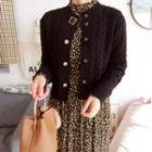 Button-trim Cable-knit Cardigan