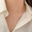 Cube Pendant Layered Alloy Necklace Gold - One Size