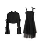 Strappy Sheer A-line Dress / Crop Shirt