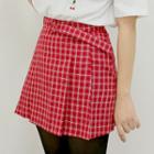Belted Check Box-pleat Miniskirt