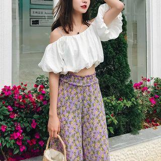 Cold Shoulder Short-sleeve Crop Top