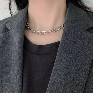Layered Chain Stainless Steel Choker Silver - 40cm