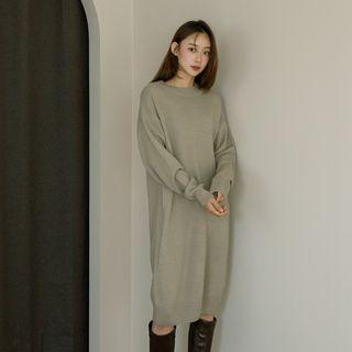 Drop-shoulder Midi Sweater Dress