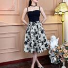 Spaghetti Strap Floral Panel A-line Dress / Cardigan (various Designs)