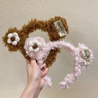 Flower Bear Ear Chenille Headband