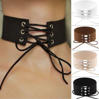 Faux Leather Lace-up Choker