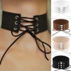 Faux Leather Lace-up Choker