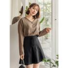 Plus Size V-neck Crepe Blouse