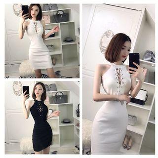 Lace-up Halter Bodycon Dress