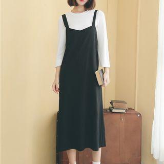 Slit-back Midi Suspender Dress