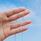 925 Sterling Silver Rhinestone Pendant Necklace 925 Silver - Circle - Silver - One Size