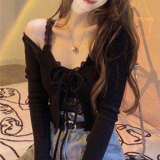 Lace Camisole Top / Lace Up Cardigan