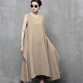 Wrap-back Sleeveless Long Flare Dress